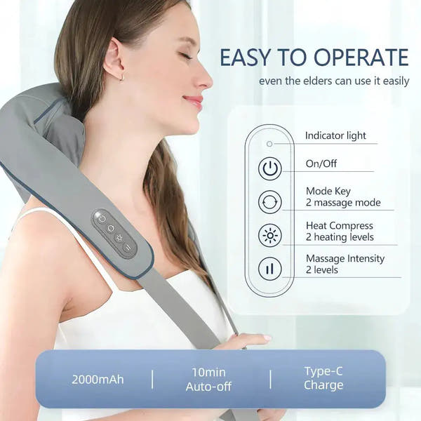 Neck and Shoulder Massager -Masajeador electrico para cuello y hombros (calor+shiatsu)